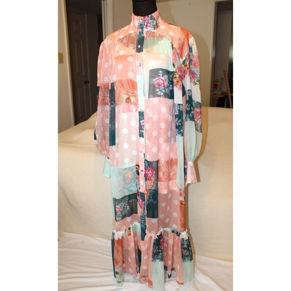 Beulah Boutique J Renee Floral Boho maxi dress Large Two pieces sheer Fairy - Picture 5 of 7